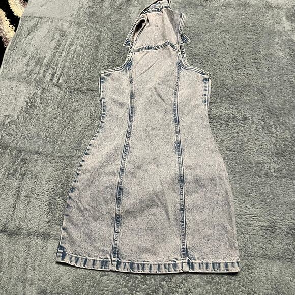 Cotton On Dress Womens 2 XS Denim Halter Mini Dress Jean Blush Pink Blue - Picture 3 of 8